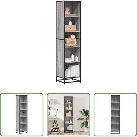 vidaXL Bücherregal Metall - Bücherregal Grau Sonoma 40x35x170,5 cm Holzwerkstoff (1/5)