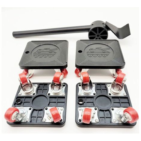 Ensemble d'outils de déménagement noir 5 pièces avec roues universelles, pour déplacer des meubles et des objets lourds. (1/5)