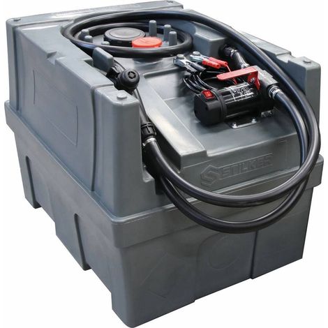 Cuve de ravitaillement gasoil 200L – Pompe 12V auto-amorçante 40l/min – Pistolet PVC manuel – Flexible 4m – Cuve empilable sans couvercle – Sodilub