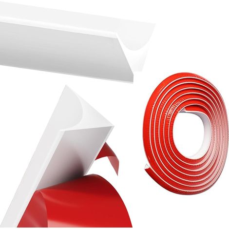 Plinthe d'angle autocollante et bande de finition de cuisine en silicone (3 m, 15 mm x 15 mm), flexible, imperméable à l'eau, étanche à la poussière, pour couvrir les joints sur le plan de (1/5)