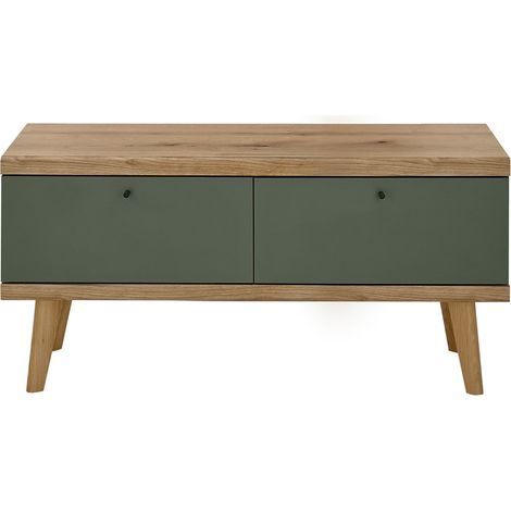 Wohnzimmer TV-Lowboard, 107cm, in Eiche mit grün AVEZZANO-61 Modern (1/5)