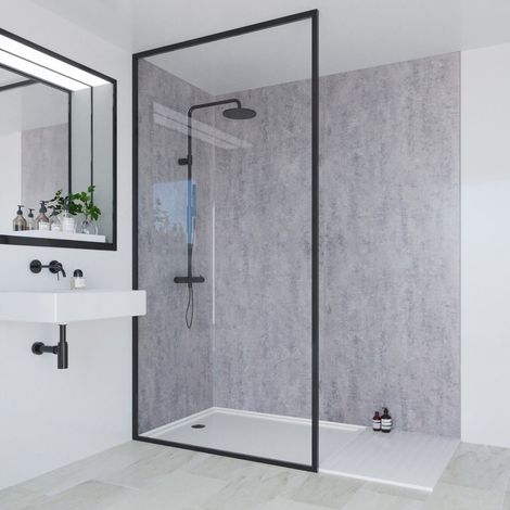 Multipanel Linda Barker Concrete Elements 2400mm x 1200mm Hydro-Lock Tongue & Groove Bathroom Wall Panel (1/4)