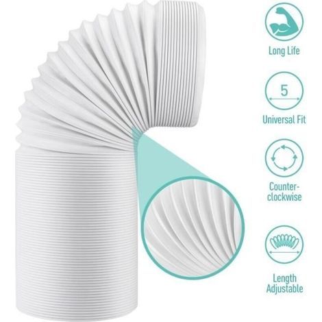 Tuyau d'évacuation flexible pour climatiseur mobile 13 cm – Longueur extensible 32-150 cm – Compatible avec LG, Haier, Midea (1/4)