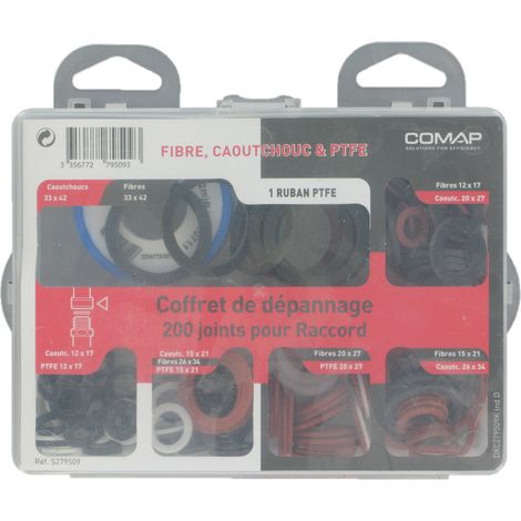 Comap – Coffret de 200 joints d'étanchéité pour WC – Fibres, caoutchouc, PTFE – Diamètre extérieur 40mm, intérieur 30mm – S279509