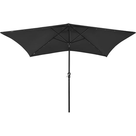 Maison Exclusive - Sonnenschirm mit LEDs und Stahl-Mast Schwarz 2