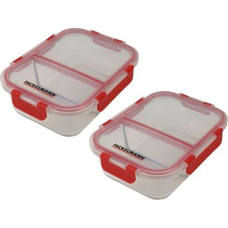 Set mit 2 Glas-Lunchboxen - FACKELMANN - Move - Zwei Fächer - 1000 ml