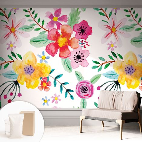 Fototapete - Tapete Vliestapete mit Kleber - Wandtapete Moderne Wandbild Schlafzimmer Wohnzimmer Blumige Frische 312x219 cm (1/5)