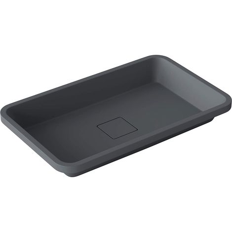 doporro Lavabo encastrado para baños 60x38x12cm Colossum104 mármol fundido antracita mate rectangular con tapa de desagüe