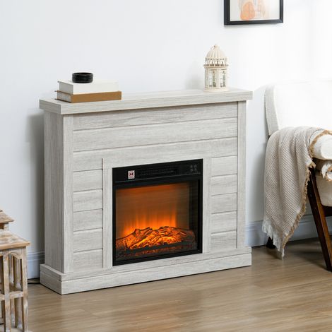 Chimenea Eléctrica 1800W con Efecto de Llama Mando a Distancia Temporizador Semanal para Sala 30 m² Madera Clara (1/5)