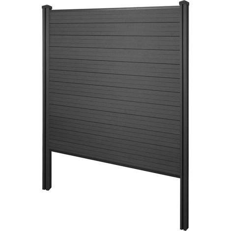 WPC-Sichtschutz Savoie, Windschutz Zaun, WPC-Pfosten zum Einbetonieren Basiselement, 195cm anthrazit