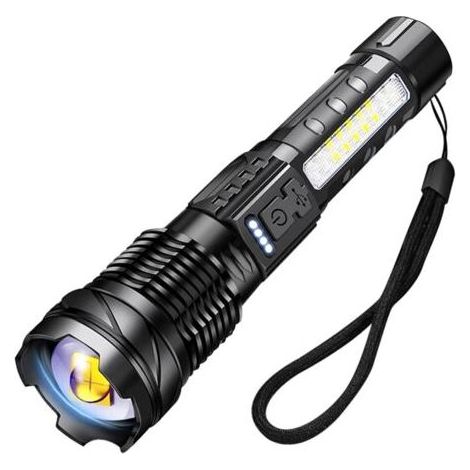 A76 Ultrastarke LED-Taschenlampe 20000 Lumen USB-wiederaufladbare Taschenlampe 7 Modi Taktische Taschenlampe mit Clip für Camping Wandern Notfall [Energieklasse A] (1/4)