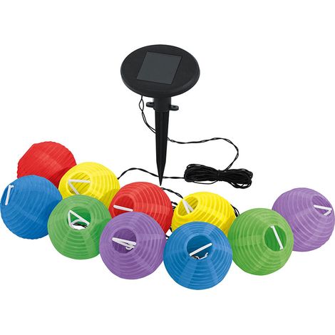 Lampes solaires LED plug-in lanterne multicolore piquet de sol jardin extérieur guirlandes lampe de terrasse lumières décoratives (1/3)