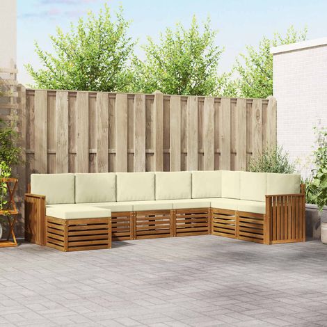 vidaXL Outdoor-Sofagarnitur 8 pcs Natur und Creme Massivholz Akazie (1/5)
