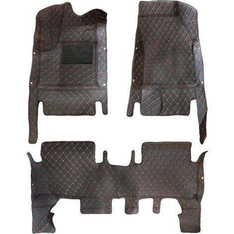 Alfombrillas para coche, ajuste a medida, diseño impermeable, color negro y rojo. (1/2)