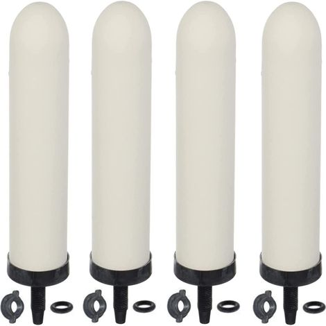 4 Filtre à eau en céramique, Charbon actif, Diatomite, 0,5 micron, Pour système domestique et voyage
