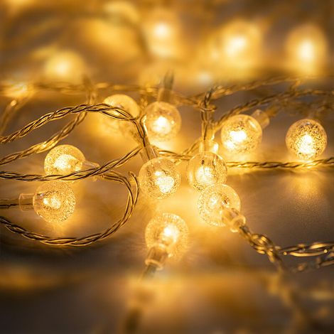 Guirlande lumineuse boule de cristal, 3 mètres, 20 LED, pour intérieur et extérieur (lumière blanc chaud) (1/5)