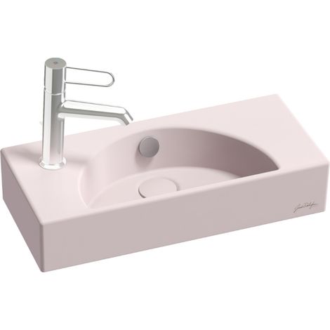 Lave-mains compact 50 cm JACOB DELAFON Odéon Rive Gauche 1 trou de robinetterie à gauche Rose pâle satiné