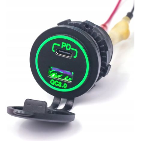 Cargador USB C+A QC 3.0 PD verde de 36 W con carga rápida integrada. (1/5)