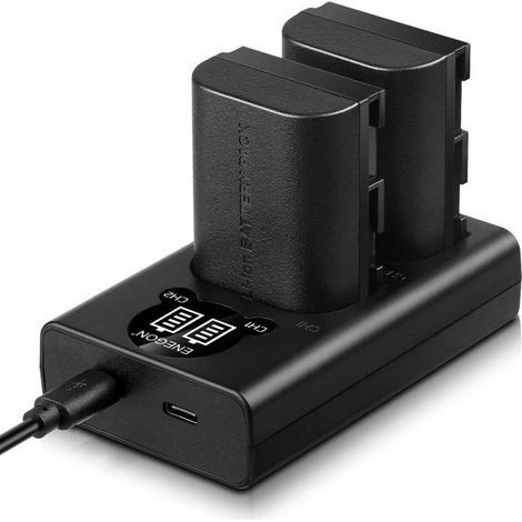 Batterie LP-E6 - 2 Pièces - 2000 mAh - Chargeur USB Double avec Indicateur LED - Compatible Canon EOS 5D Mark II III LP-E6 LP-E6N (1/5)