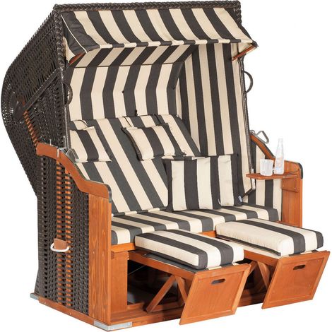 Strandkorb Rustikal 250XL PLUS PVC-KS anthrazit, Nord.Fichte