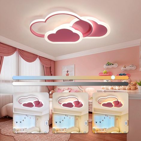 Plafonnier LED - 42W Plafonnier Chambre Enfant 52cm Lampe Plafond avec Dimmable Télécommande 3000-6000K, Rose Plafond Led Nuage Créatif Moderne Chambre pour Chambre à coucher Chambre d'enfant (1/5)
