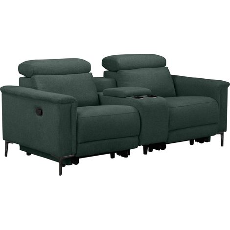 Lund-Fauteuil inclinable double avec fonction manuelle en tissu vert foncé (1/5)