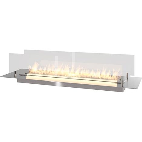Insert/support brûleur bioéthanol 100cm en inox avec verre inclus