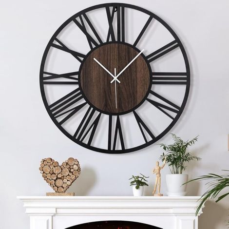 Moderne Wanduhr im Retro-Design, große, geräuschlose 50 cm/20 Zoll Wanduhr für Wohnzimmer, Küche und Büro (1/4)