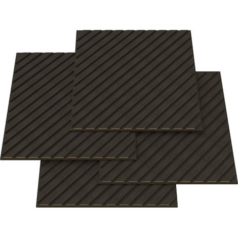 Confezione da 12 pannelli acustici con doghe diagonali 4,32 m² effetto rovere grigio scuro 030009571