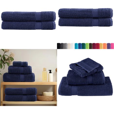Premium-Handtücher SOLUND 2 Stk. Marineblau 100x200 cm 600 g/m² - Baumwolle - Handtücher - Badetücher - Strandtücher - Blau - Home & Living (1/5)