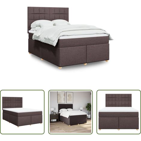 vidaXL Matelas à ressorts ensachés - Sommier à lattes de lit avec matelas Marron foncé 140x190 cm (1/5)