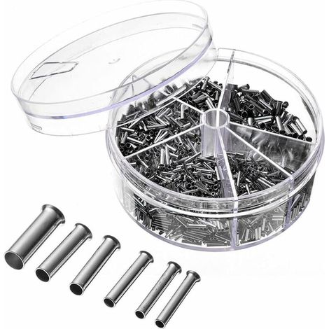 1900 pièces 0.5/0.75/1.0/1.5/2.5mm² extrémités de fil non isolées avec boîte de rangement/commande (1/4)