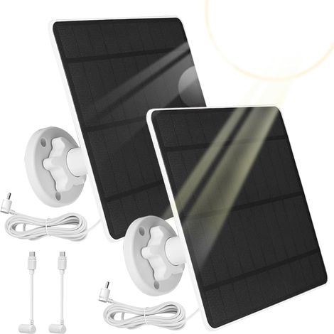 Panneau Solaire 5W Compatible Avec caméra Spotlight Cam Plus/Pro Stick Up Cam-Akku 5V Chargeur Solaire Adaptateur USB-C Câble 3m IP65 Étanche Support réglable à 360° (1/5)