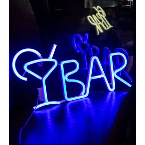 1 lámpara de neón para pared con bonito letrero de neón para bar, cafetería, club, fiesta, regalo, decoración de fiesta, azul. (1/3)