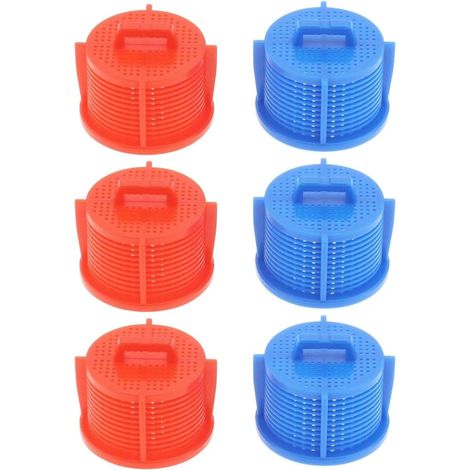 Set di 6 filtri per valvola di ingresso lavatrice, filtro a rete universale rosso e blu per tubo di ingresso, set di filtri di ingresso da 2 cm per accessori di prolunga (1/5)
