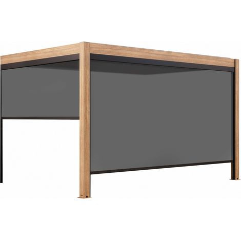 Pergola bioclimatique adossée motorisée et éclairée 3x4m et 2 stores (1/5)