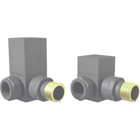 Heatwave Square Basalt Grey Corner Radiator Valves Pair (1/2)