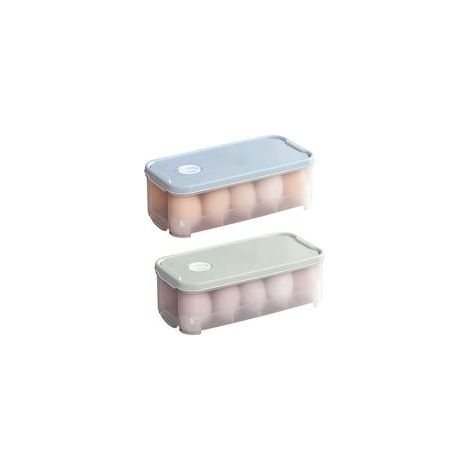 Boîte à œufs pour réfrigérateur, lot de 2, pour 10 œufs, en plastique avec couvercle, idéale pour la conservation des œufs au réfrigérateur, la cuisine et les pique-niques (2 boîtes : une boîte bleu c