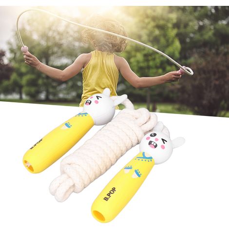 Corde à sauter à motif dessin animé pour enfants, corde à sauter sportive pour élèves du primaire, corde à sauter à motif dessin animé pour débutants en maternelle, style lapin blanc ajustable. (1/5)