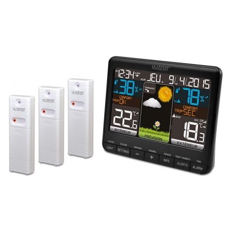 Station météo intérieure extérieure – 3 capteurs sans fil – Écran LCD coloré – Température de -40°C à 60°C – Alertes programmables - WS6825BLA (1/4)