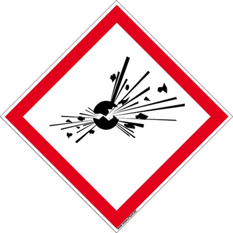 Panneau DANGER MATIERES EXPLOSIVES (SGH01) - Plastique PVC 1,5 mm - 125 x 125 mm