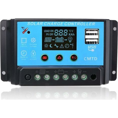 [JAMAIS UTILISÉ] 20A Contrôleur de charge Régulateur Panneau solaire Affichage LED 12-24V, Régulateur Batterie Panneau solaire Protection Sûre (1/4)