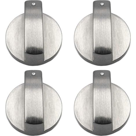 Boutons de cuisinière à gaz, lot de 4, en métal, 6 mm, couleur argent, boutons de commande pour cuisinière à gaz ou four (Bdliv) (1/5)
