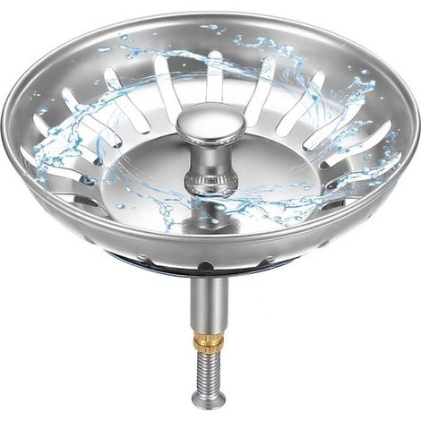 Filtre à Évier de Cuisine Ø 79mm, 1 Filtre Bouchon Evier Cuisine avec Hauteur Réglable, Bouchon Evier Cuisine en Acier Inoxydable 304, Bonde Evier (1/4)