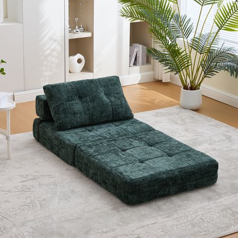 Canapé convertible lit avec coussins tête et lombaire mousse haute densité tissu velours côtelé gain de place pour petit salon ou chambre d amis (1/5)