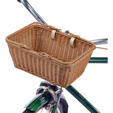 Panier de vélo en osier tressé à la main, amovible, pour le guidon
