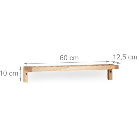Étagère murale rectangulaire design multifonction cuisine salon 80 x 20 x 20 cm en bois de noyer (1/3)
