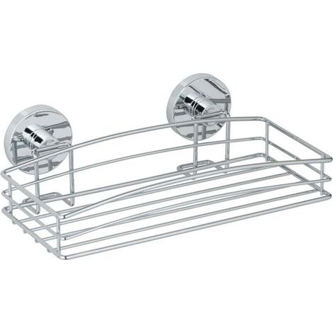 Etagère de douche murale , Système Fixation Vaccum-Loc® sans perçage, Repositionnable, Charge jusqu'à 33kg, Acier chromé, 5,5x 26x15,5 cm, Argent (1/4)