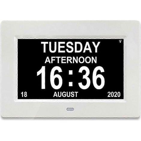 Horloge calendrier numérique 25-26 pour seniors, avec affichage du jour et de la date (1/4)