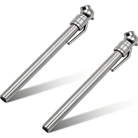 Lot de 2 manomètres de pression des pneus - 14 cm - Argenté - Modèle stylo - 5-50 PSI (1/5)